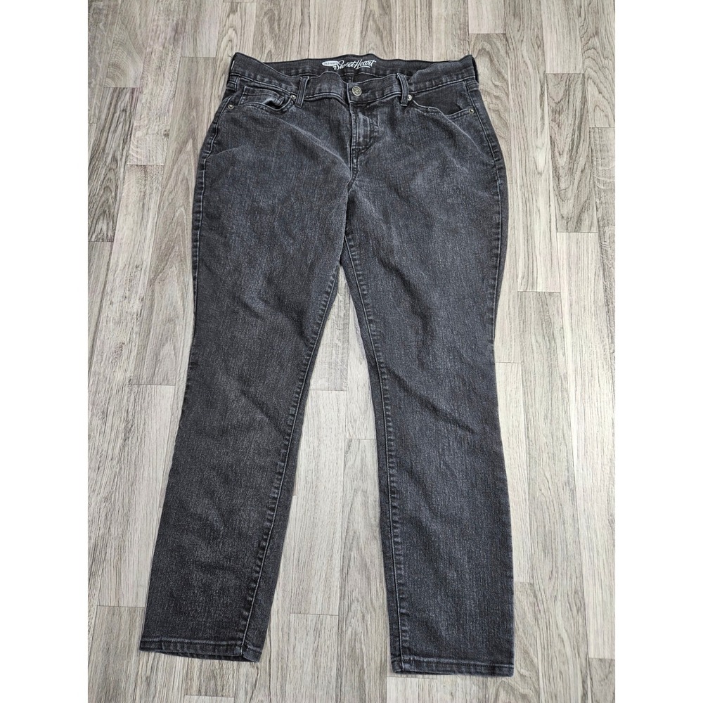 Old Navy The Sweetheart Jeans Women 14 Short Faded Black Straight Leg Stretch